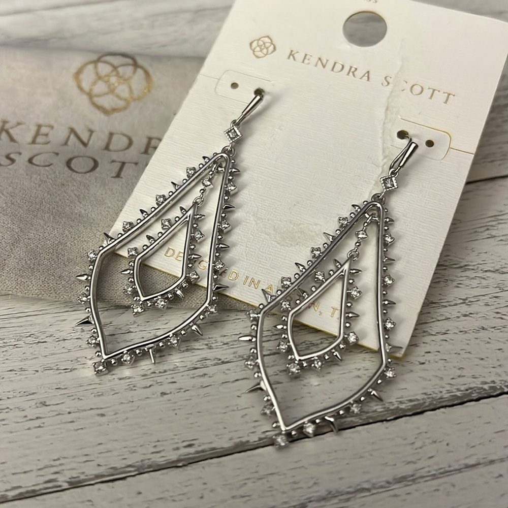 Kendra Scott Silver and Cubic Zirconia Drop earrings New****